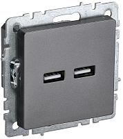 Розетка USB тип A+A без рамки IEK Brite РЮ10-1-БрС 2-м. 3100мА сталь картинка